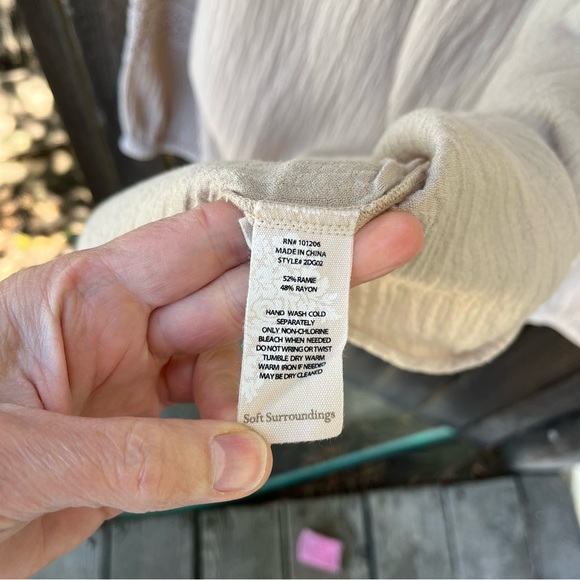 Soft Surroundings Sand Dune Asilah Crochet Lace Peasant Blouse Sz L - Picture 6 of 12